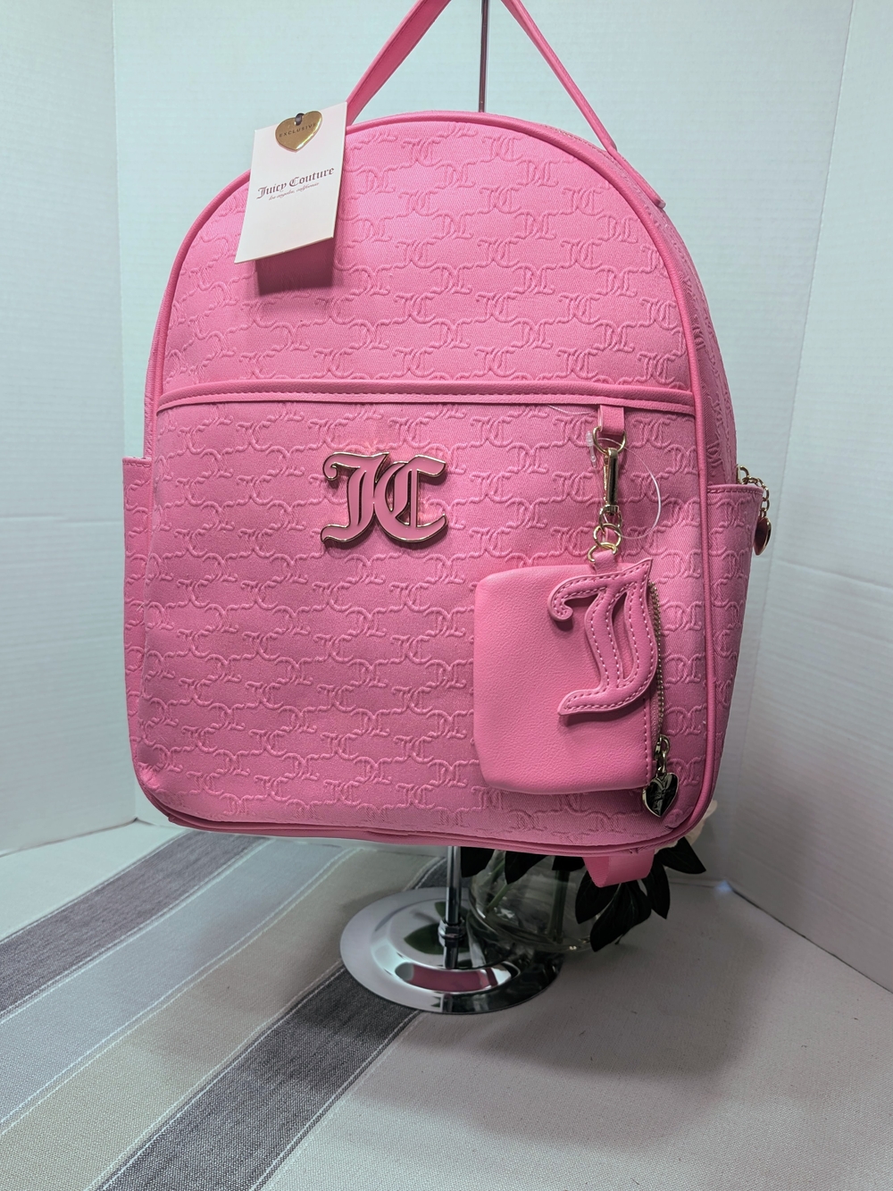 Juicy Couture Bubblegum Pink Signature Backpack with Pouch